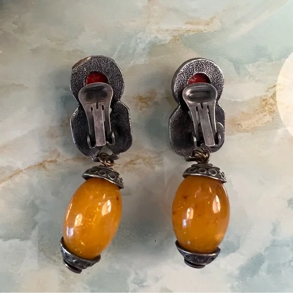 KATE HINES Vintage 80s Drop Statement Earrings - Picture 2 of 5